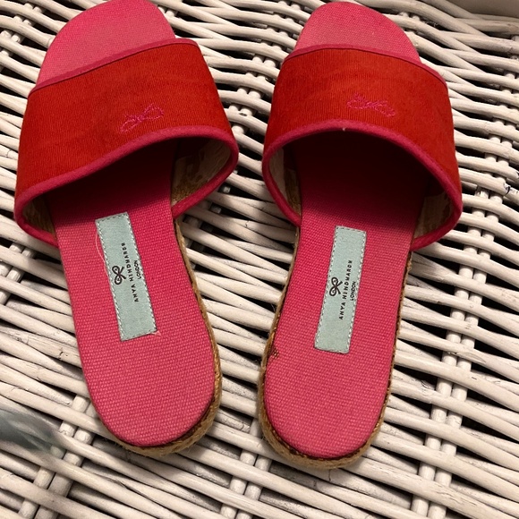 Anya Hindmarch Shoes - Anya Hindmarch pink espadrille slides
